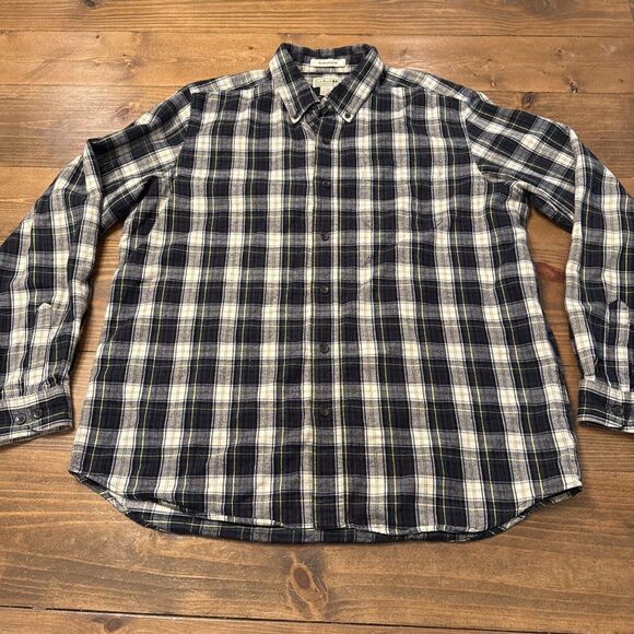 LL Bean Scotch Plaid Flannel Shirt Button Down Green Traditional Fit 228061 L‎ - Picture 1 of 5